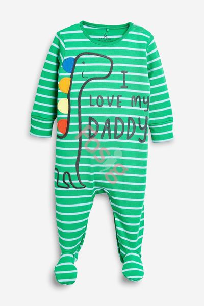  [1m] Sleepsuit Baby Bé Trai - Sọc Xanh Khủng Long 