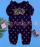  [0-6M] Sleepsuit Baby Gp Bé Gái - Xanh Navy Chấm Bi 