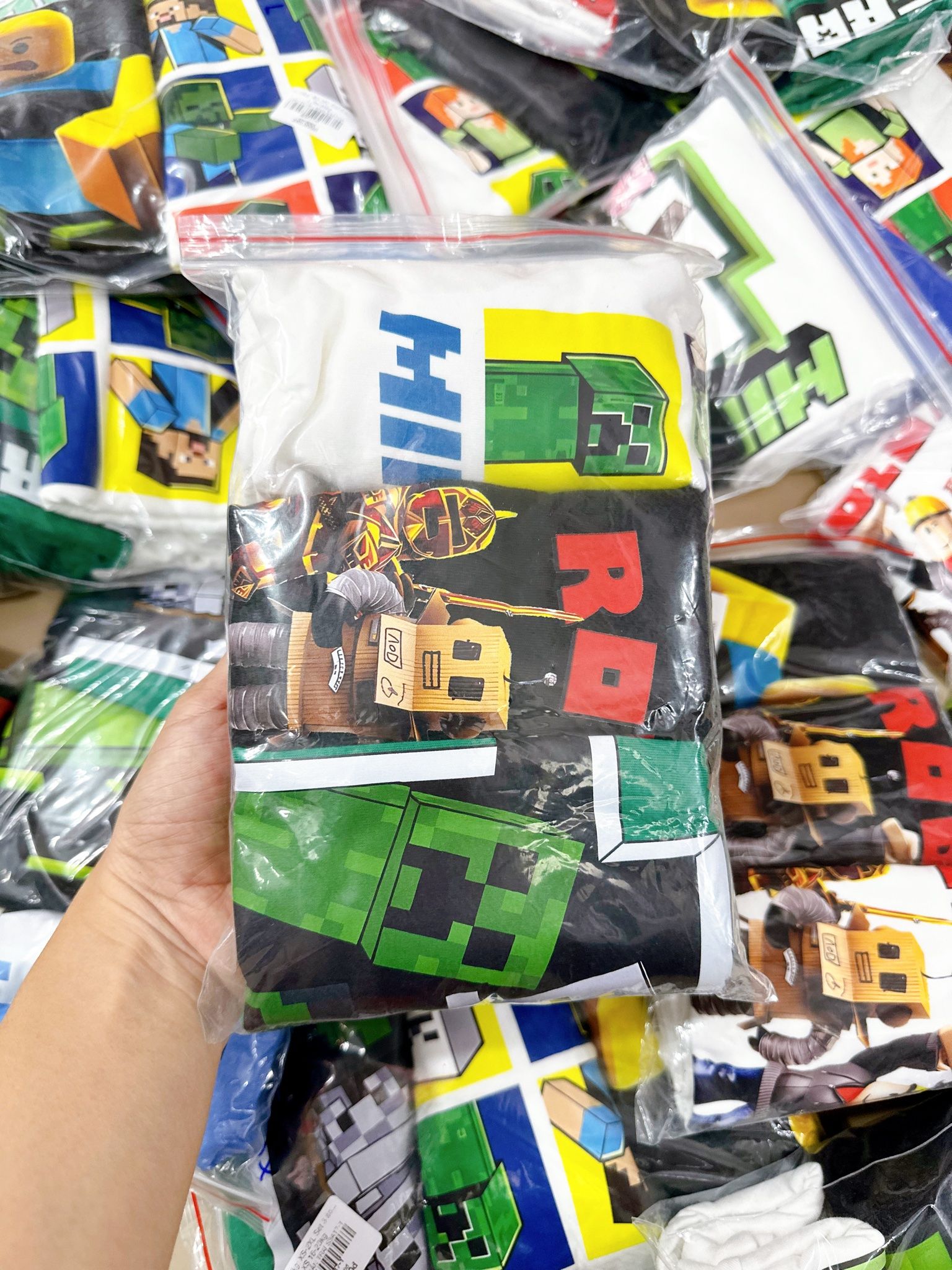 25-30kg; 35-45kg XS-2XL Set 3 áo ROBLOX, áo minecraft tay ngắn xịn. Tự tin, Cực ngầu- S3A17