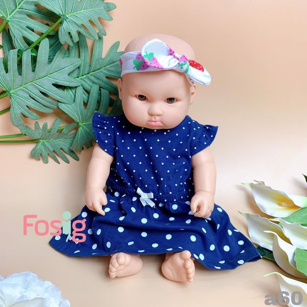  [0-6m] Đầm Cotton Tay Ngắn Bé Gái Cter - Navy Chấm Trắng 