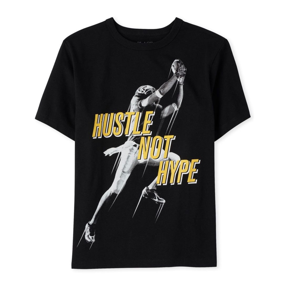 14-58kg XS-XXL Áo thun tay ngắn bé trai PL- Đen Hustle Not.Hype AT32