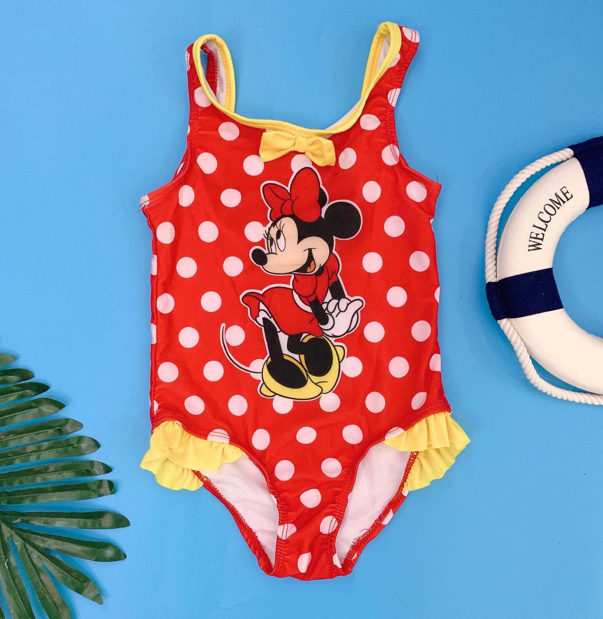  [9-13kg; 15-18kg] Đồ Bơi Bé Gái - Đỏ Chấm Bi Mickey 