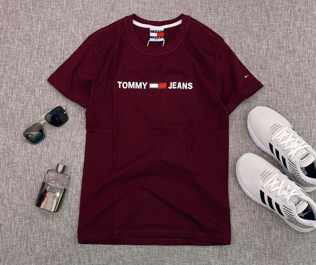  [S-M-L-XL ] Áo Thun Tommy Jeans - Đỏ Đô 