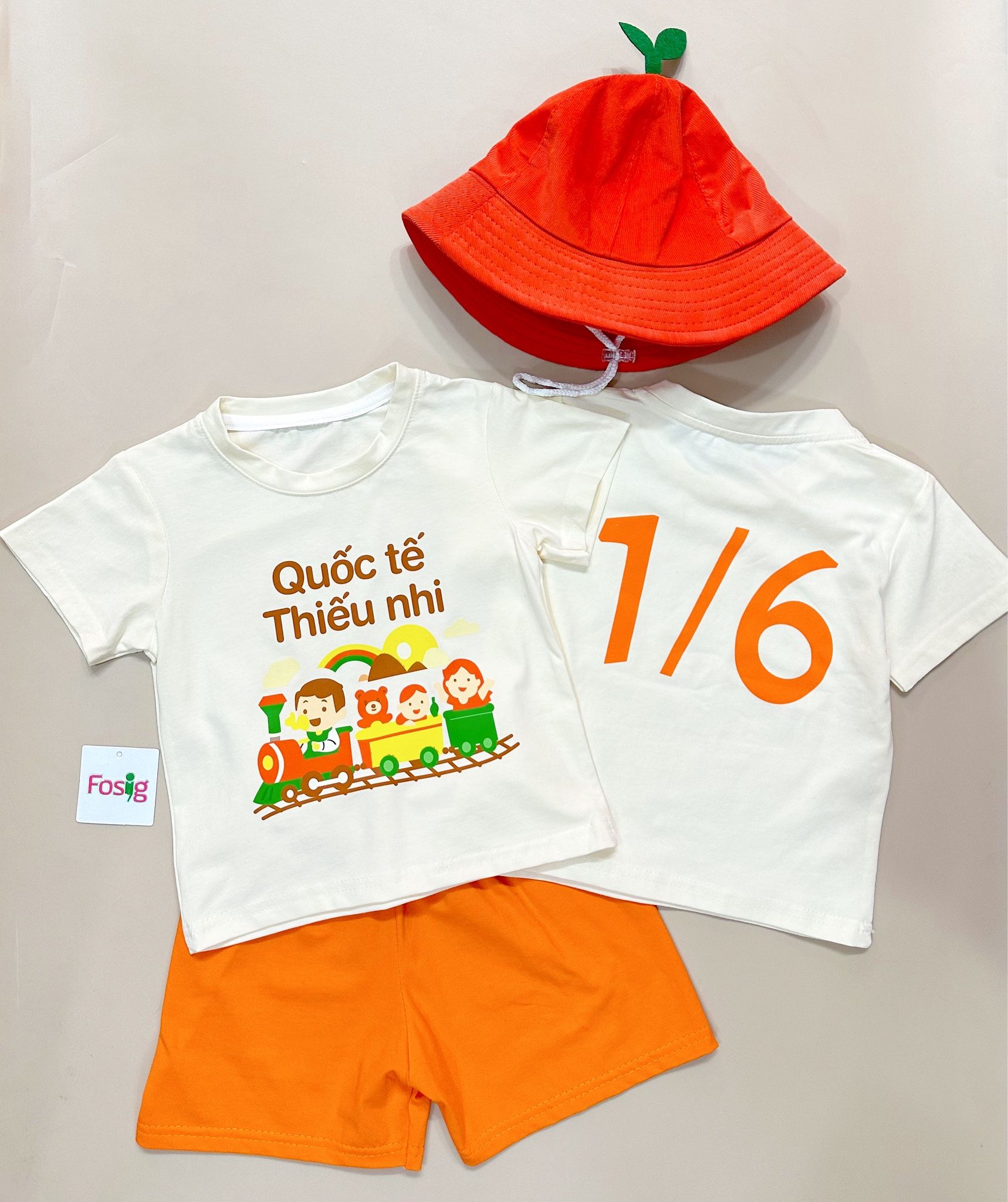 14-24kg Set 3 món chơi lễ 1/6 cho bé, thun 4 chiều tha hồ chạy nhảy- Nón mầm, quần, áo