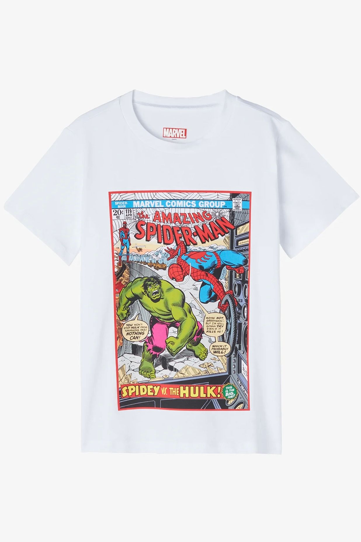39-50kg L-XL Áo thun tay ngắn bé trai PL- Trắng Spider Man AT32