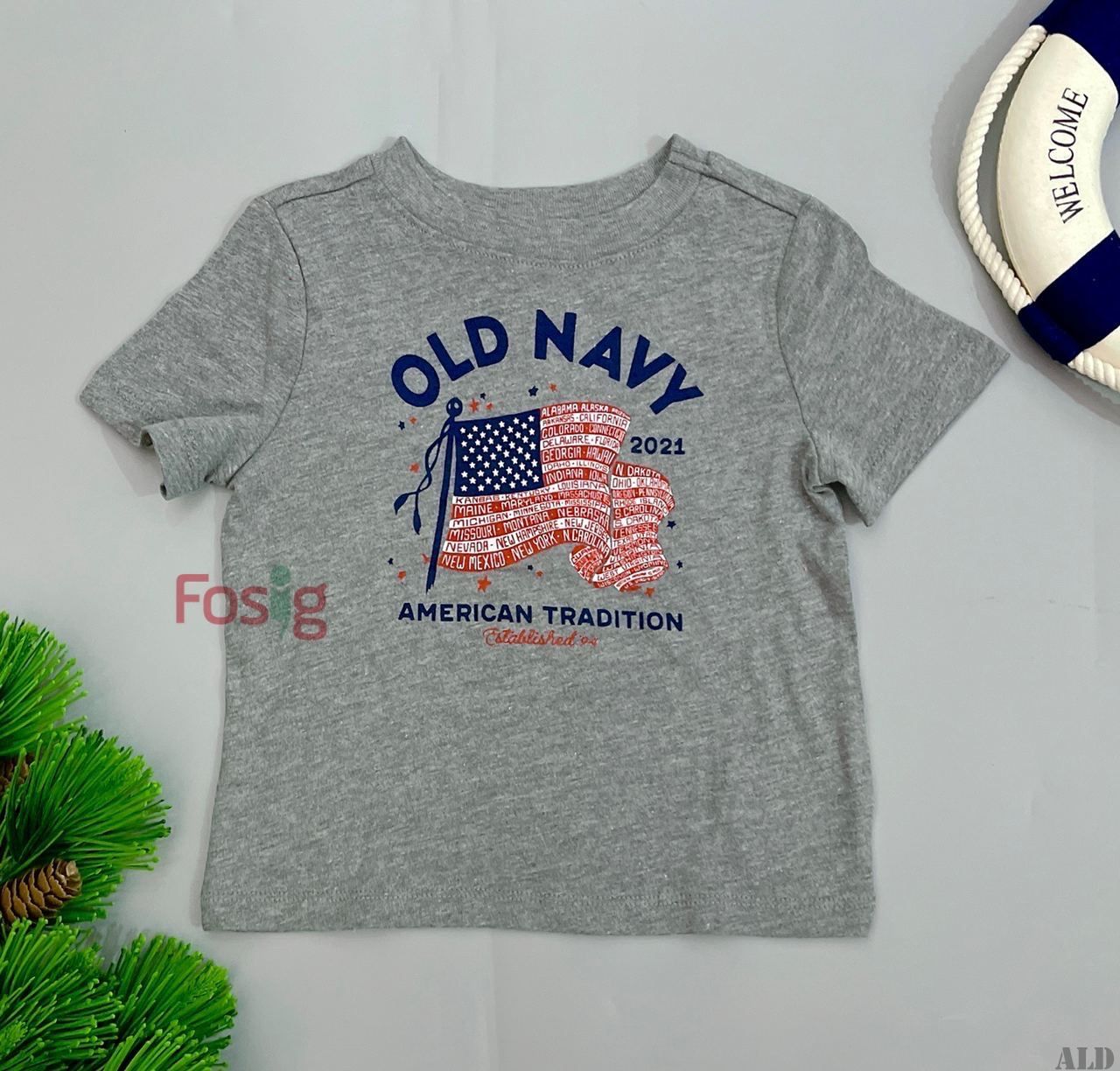 Áo Thun Tay Ngắn Bé Trai ON - Xám American