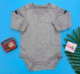  [0-3m] Bodysuit Tay Dài Bé Trai JB - Xám Đậm Tay Sọc 