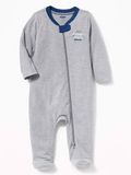  [0-6M] Sleepsuit Khóa Kéo Có Vớ Bé Trai ON - Xám Adventure 