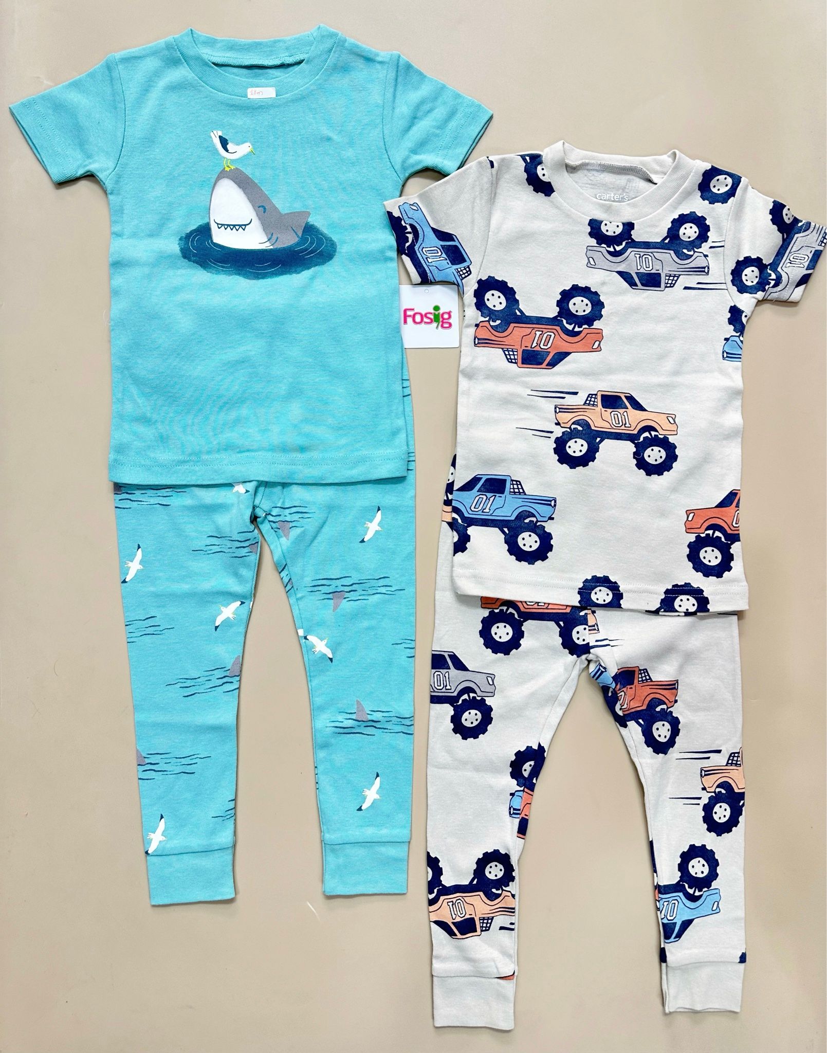 6-17kg; 28-30kg Set 2 đồ bộ tay ngắn quần dài cho bé trai-S2b02T