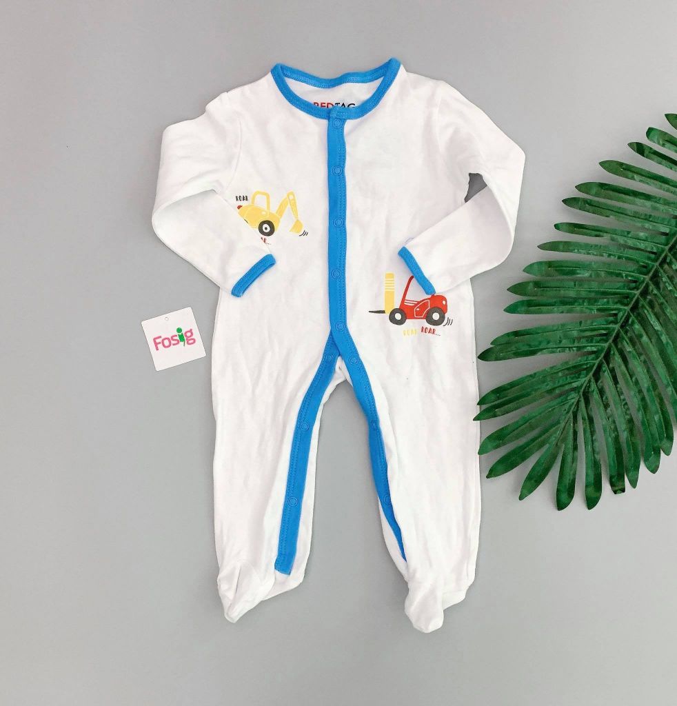  [0-3m] Sleepsuit Red Tag Bé Trai - Trắng Xe Roar 