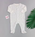  [0-6m] Sleepsuit Marquise Bé Trai - Trắng Chấm Xanh 