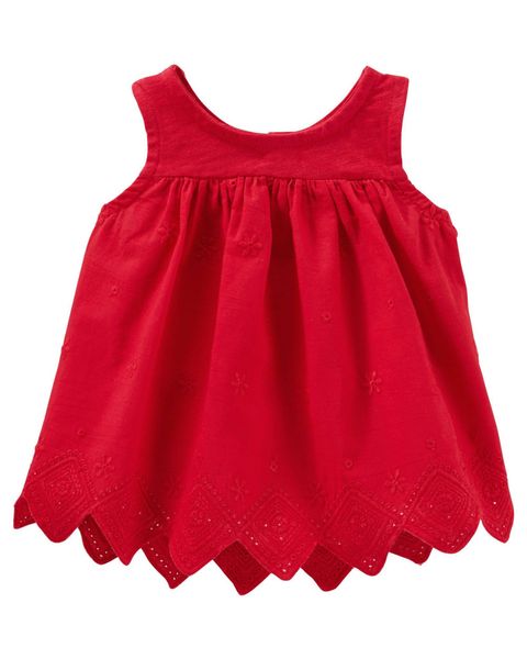  [3M] Áo Váy Bé Gái Oskos - Đỏ Họa Tiết 
