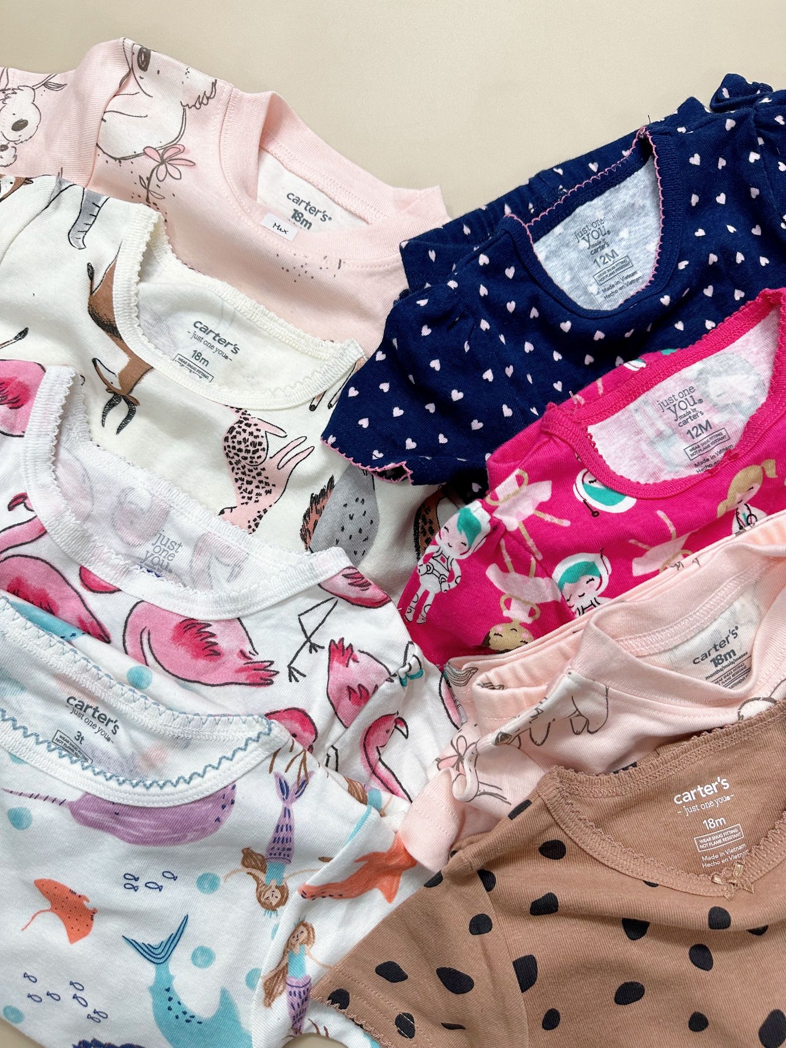 6-9kg; 14-15kg; 18-19kg Set 2 đồ bộ tay ngắn quần dài cho bé gái-S2b02G