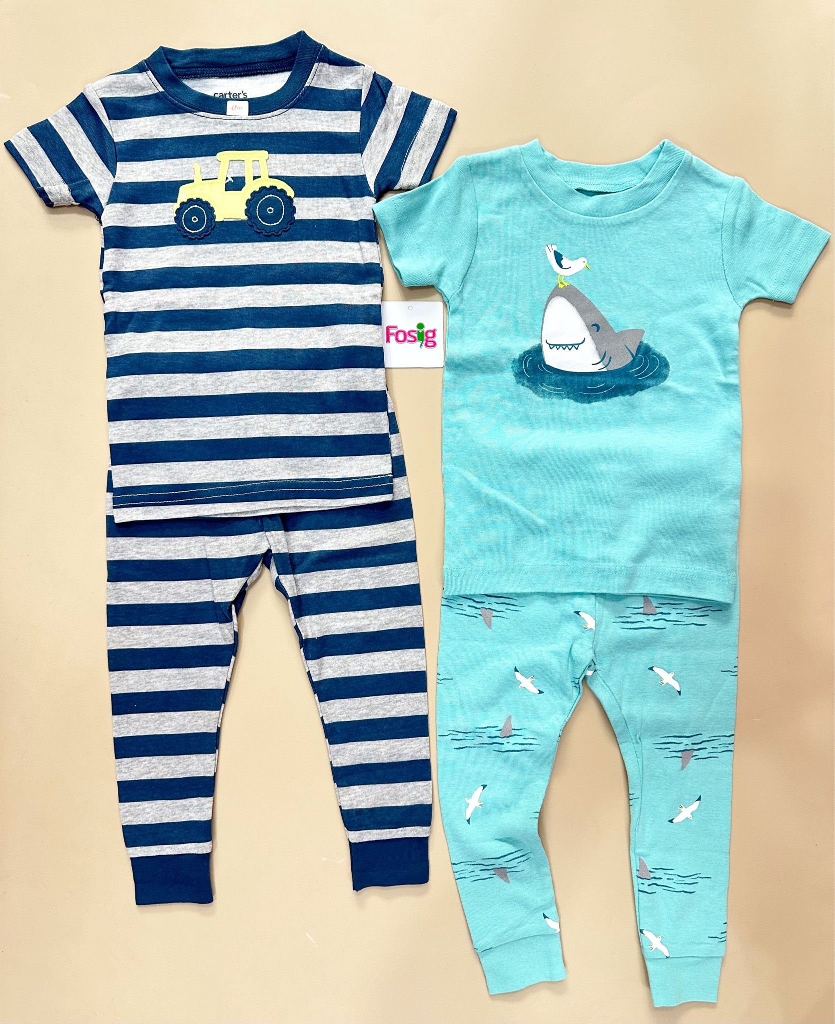 6-17kg; 28-30kg Set 2 đồ bộ tay ngắn quần dài cho bé trai-S2b02T