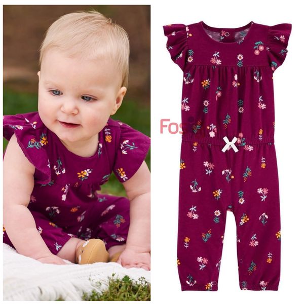  [0-3m, 9-12m] Romper Jumpsuit Bé Gái Cter - Tím Hoa Nhỏ 