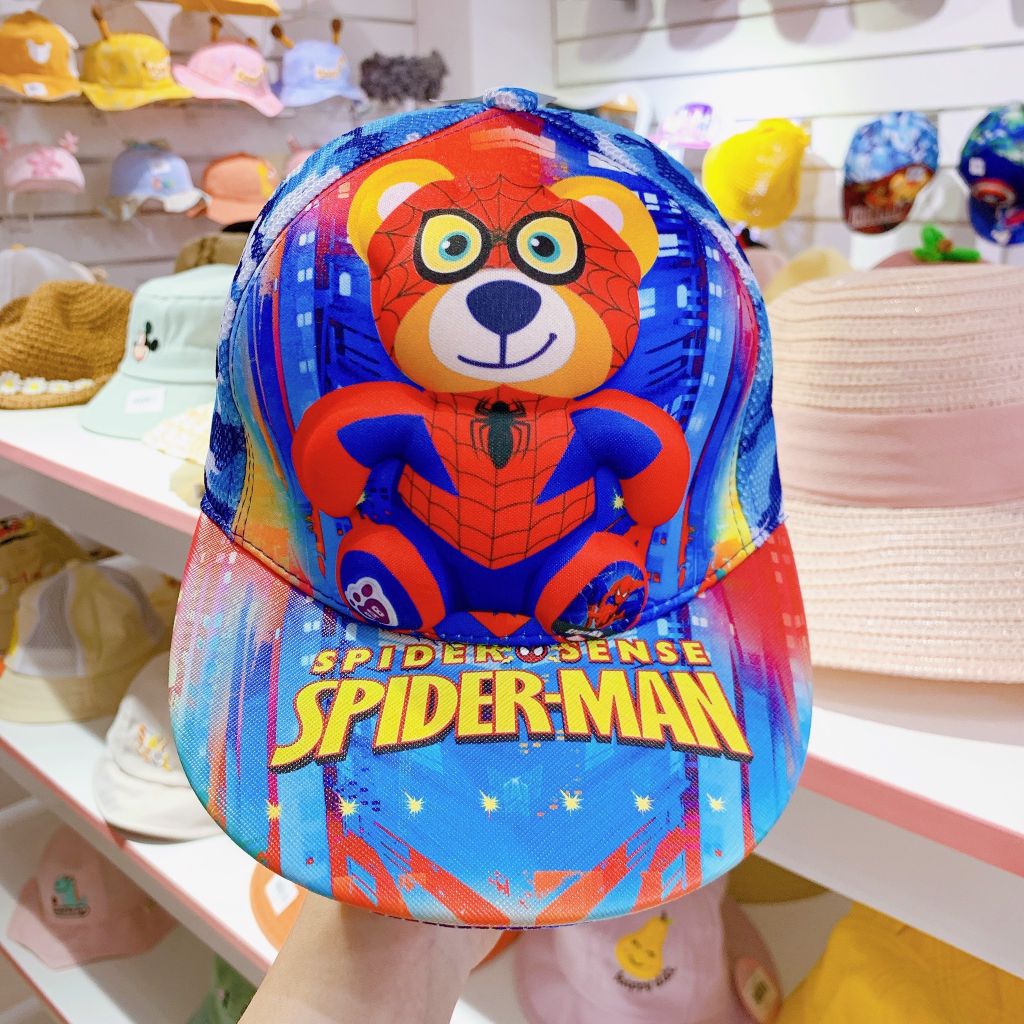  Nón Kết Cho Bé Trai - Xanh Trắng Spiderman 