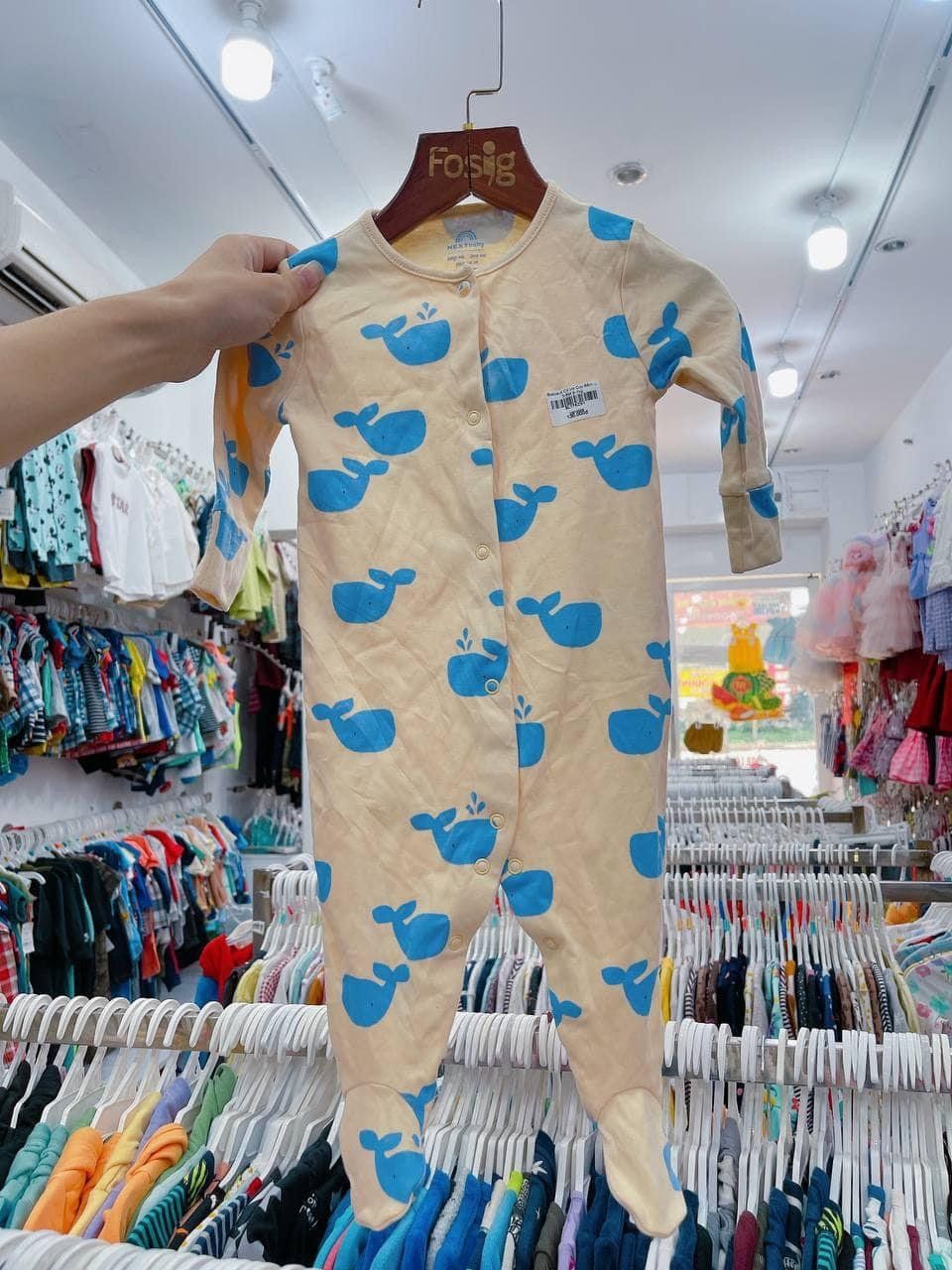  [3-9m] Sleepsuit Có Vớ Cúc Bấm Bé Trai NXT - Kem Cá Voi 