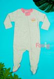  [3-6M] Sleepsuit Khóa Kéo Có Vớ Bé Gái ON - Xám Cổ Hồng 