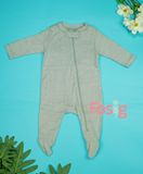  [0-6M] Sleepsuit Có Vớ Khóa Kéo Bé Trai ON - Xám Nhạt Trơn 