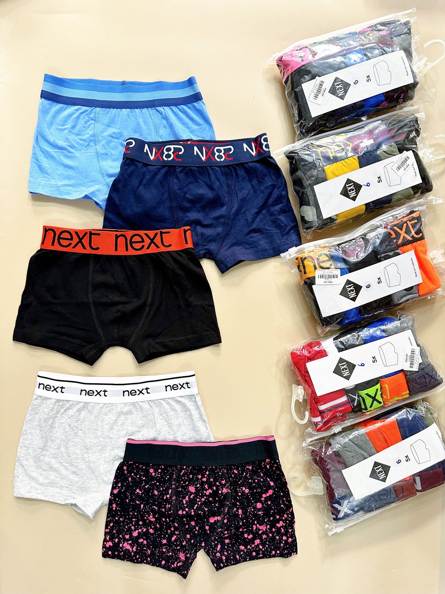 12-30kg 3T-10T Set 5 quần boxer bé trai- S5Q01