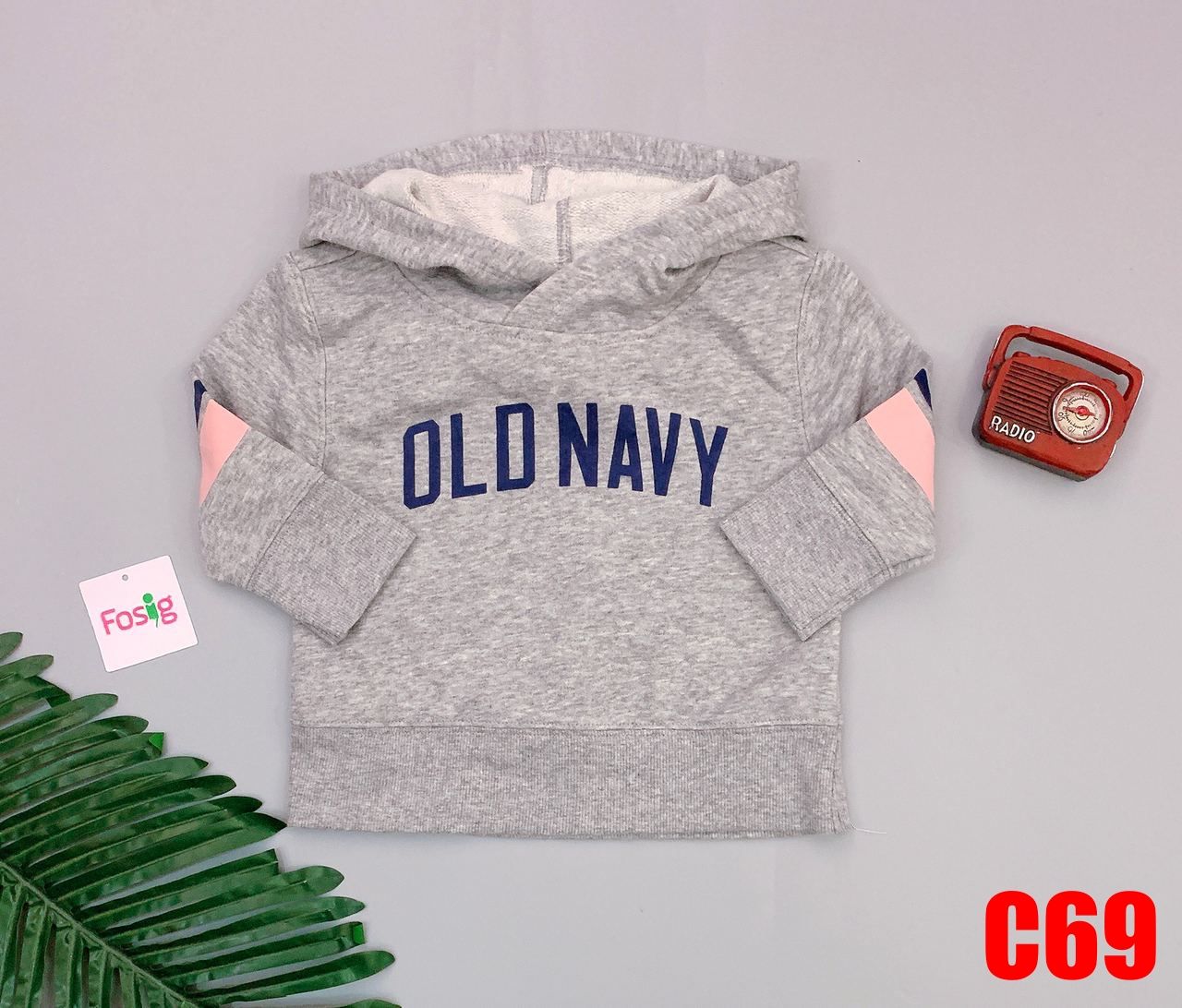  [13-18kg] Áo Hoodie Da Cá ON Cho Bé  - Xám Old Navy [Unisex] 