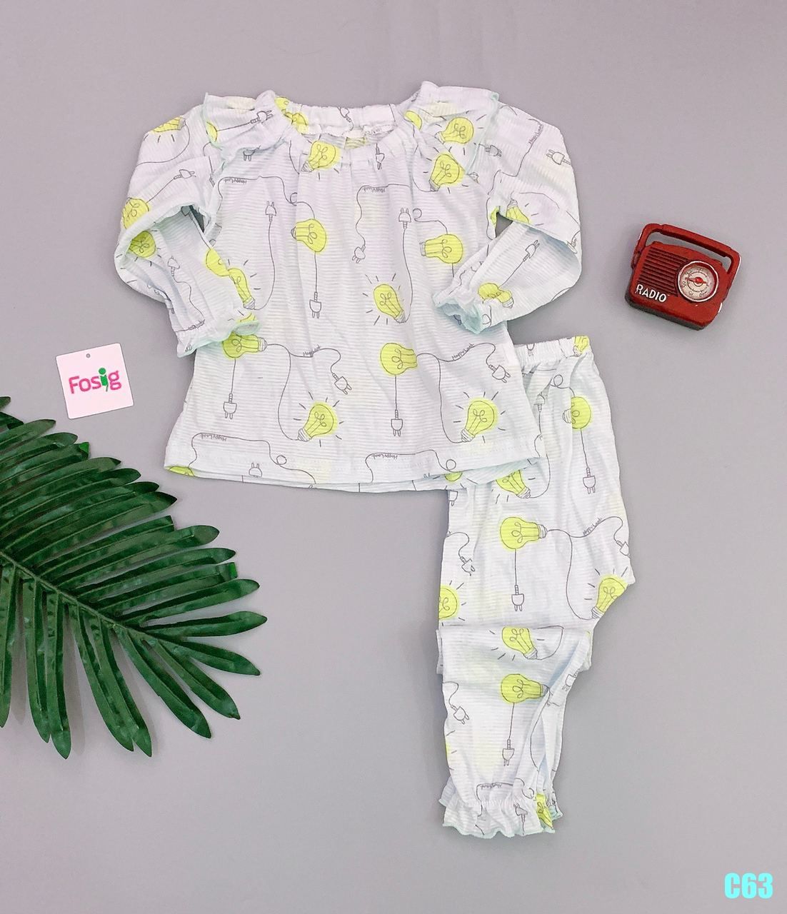 Đồ Bộ Dài Bé Gái Moimolpi - Xanh/Bóng Đèn