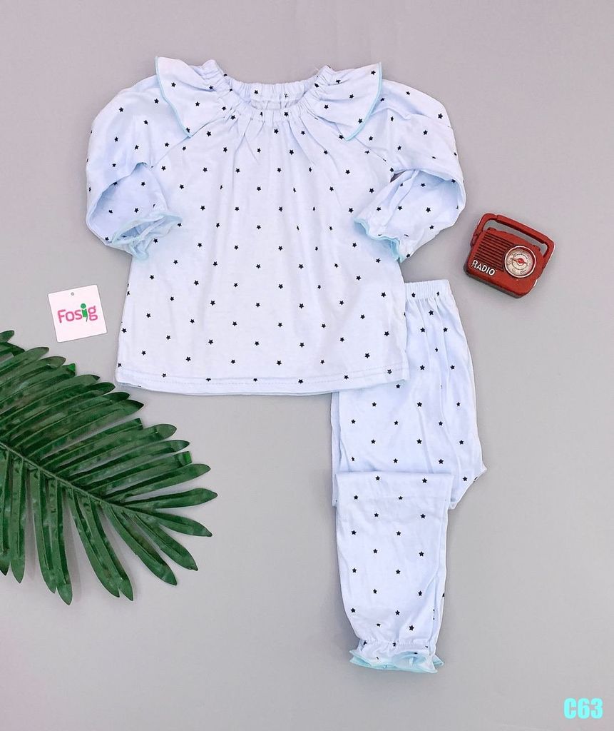 Đồ Bộ Dài Bé Gái Moimolpi - Xanh/Sao Đen