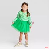  [7-8kg; 13-16kg] Đầm Voan Bé Gái CJ - Sọc Xanh 