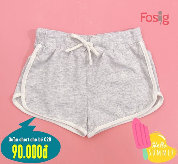  [12-18m ; 2-3T] Quần Short Bé Gái QONBG  - Xám Viền Trắng 