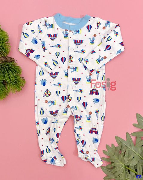  [0-3m] Sleepsuit For Baby Bé Trai - Trắng Rạp Xiếc 