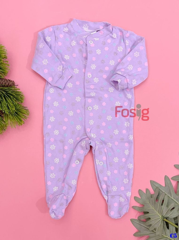  [0-3m] Sleepsuit For Baby Bé Gái  - Tím Hoa Băng 