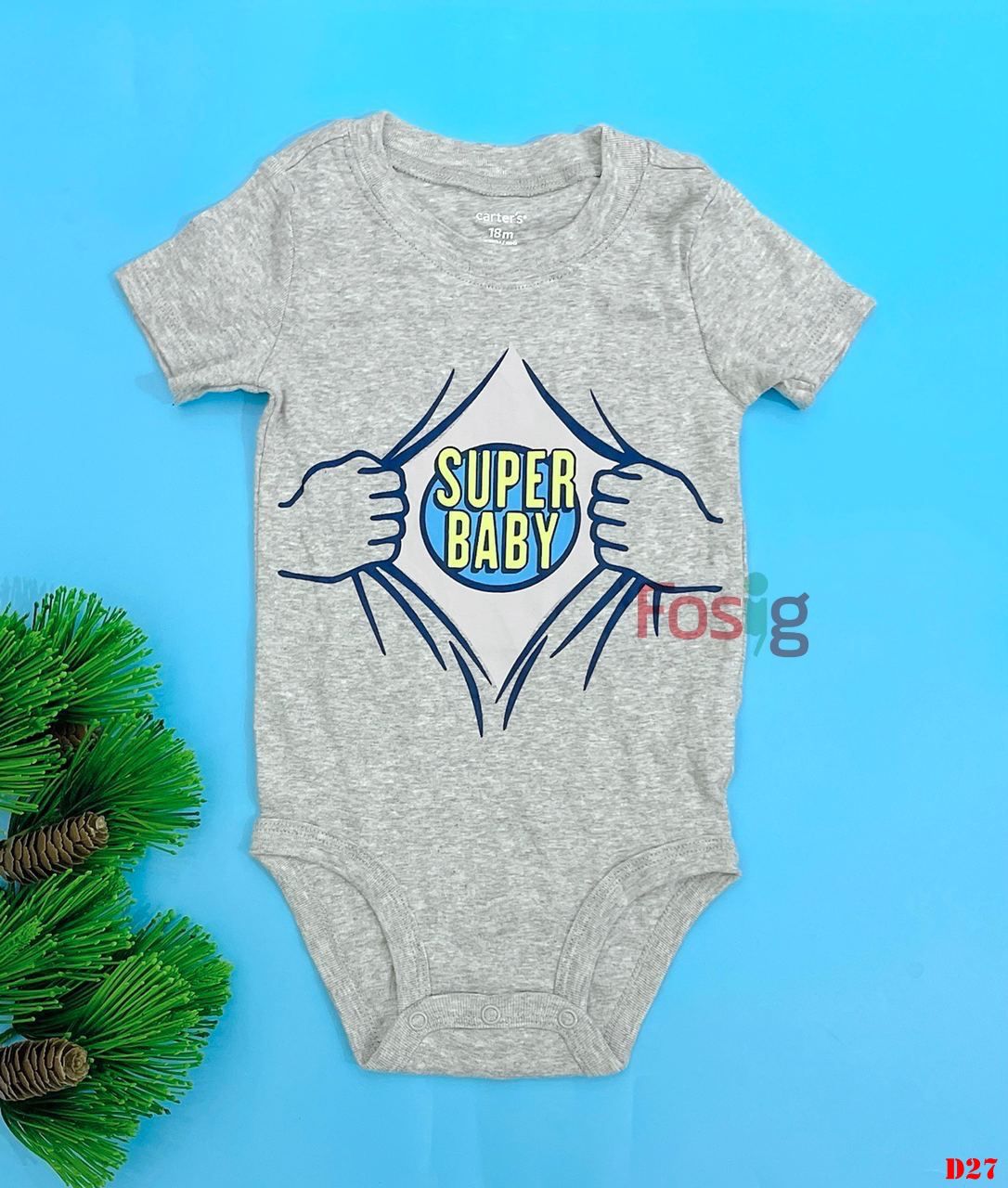 Bodysuit Tay Ngắn Bé Trai Cter - Xám Super Baby
