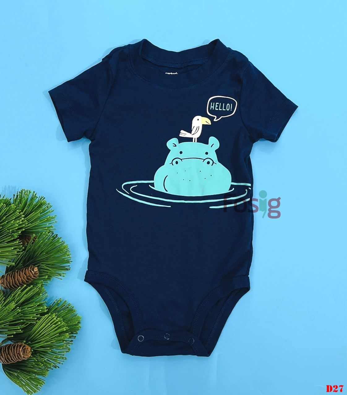 Bodysuit Tay Ngắn Bé Trai Cter - Xanh Hà Mã Hello