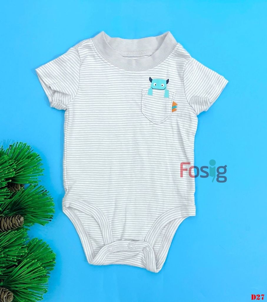Bodysuit Tay Ngắn Bé Trai Cter - Sọc Xám Túi Quỷ