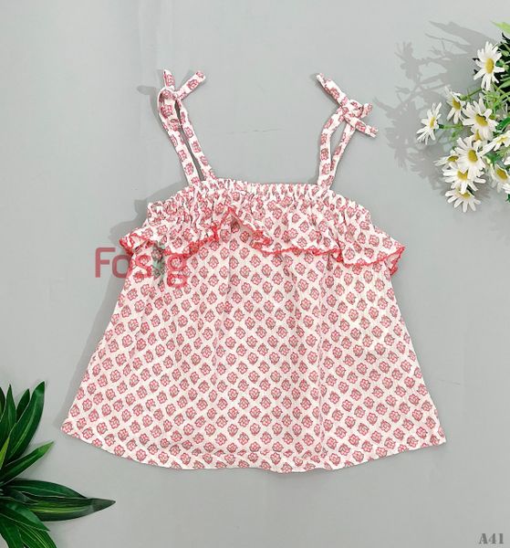  [3-9M; 16-18kg] Áo Váy Bé Gái Oskos  - Trắng/Hoa Hồng 