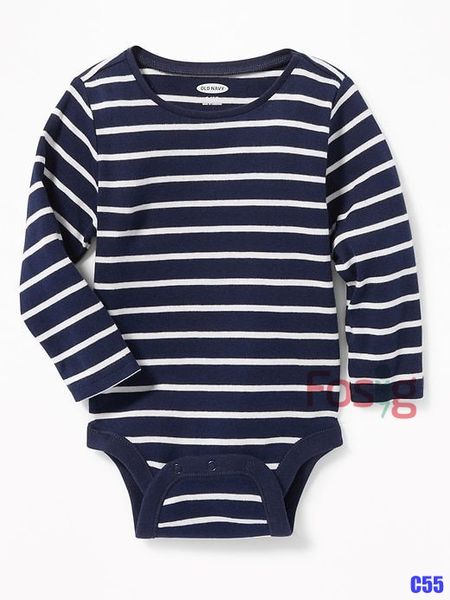  [3-12M] Bodysuit Tay Dài Bé Trai ON - Sọc navy 