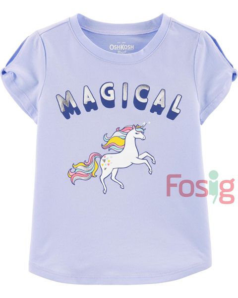  [9-10kg] Áo Thun tay ngắn Bé Gái OsKos - Xanh Magical 