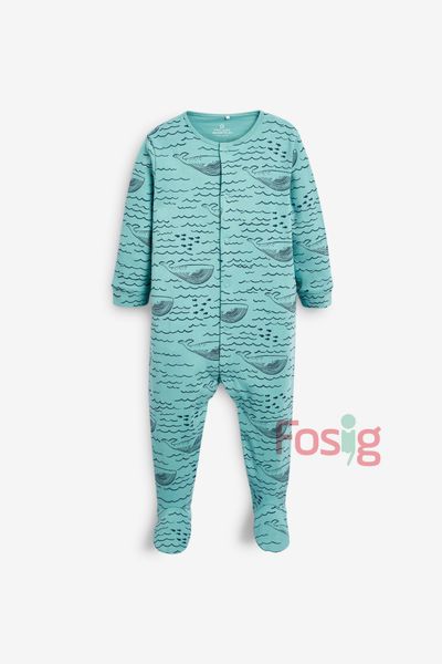  [nb-6m] Sleepsuit Baby Bé Trai - Xanh Cá Voi 