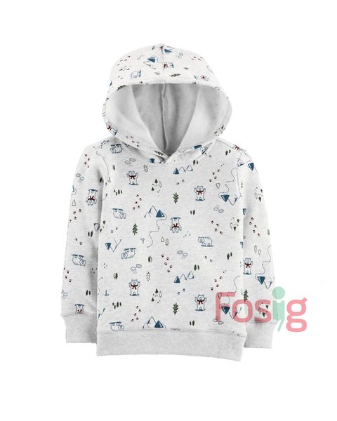  [0-3m] Áo Hoodie Bé Trai Cter  - Xám Trắng/Gấu 