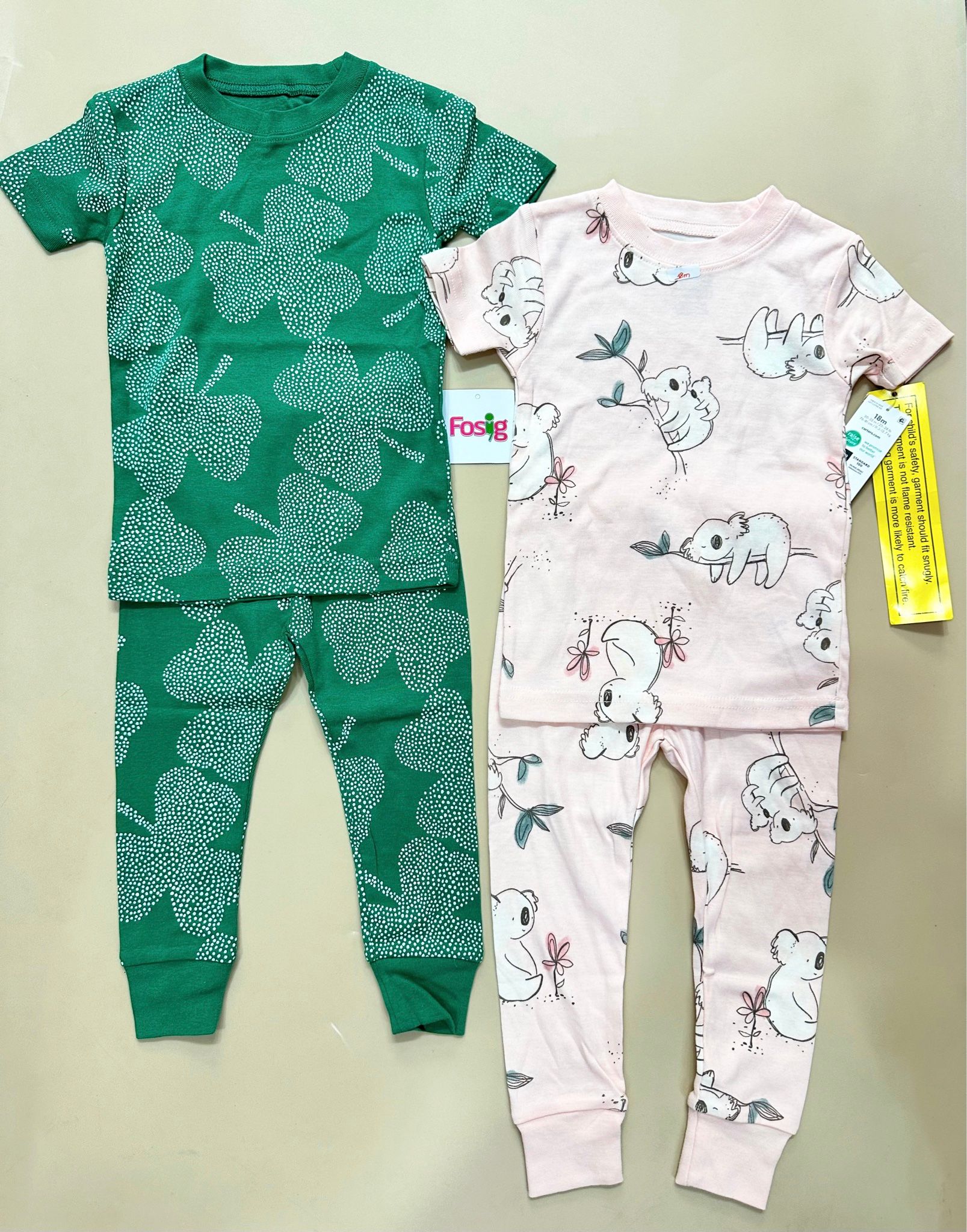 6-9kg; 14-15kg; 18-19kg Set 2 đồ bộ tay ngắn quần dài cho bé gái-S2b02G