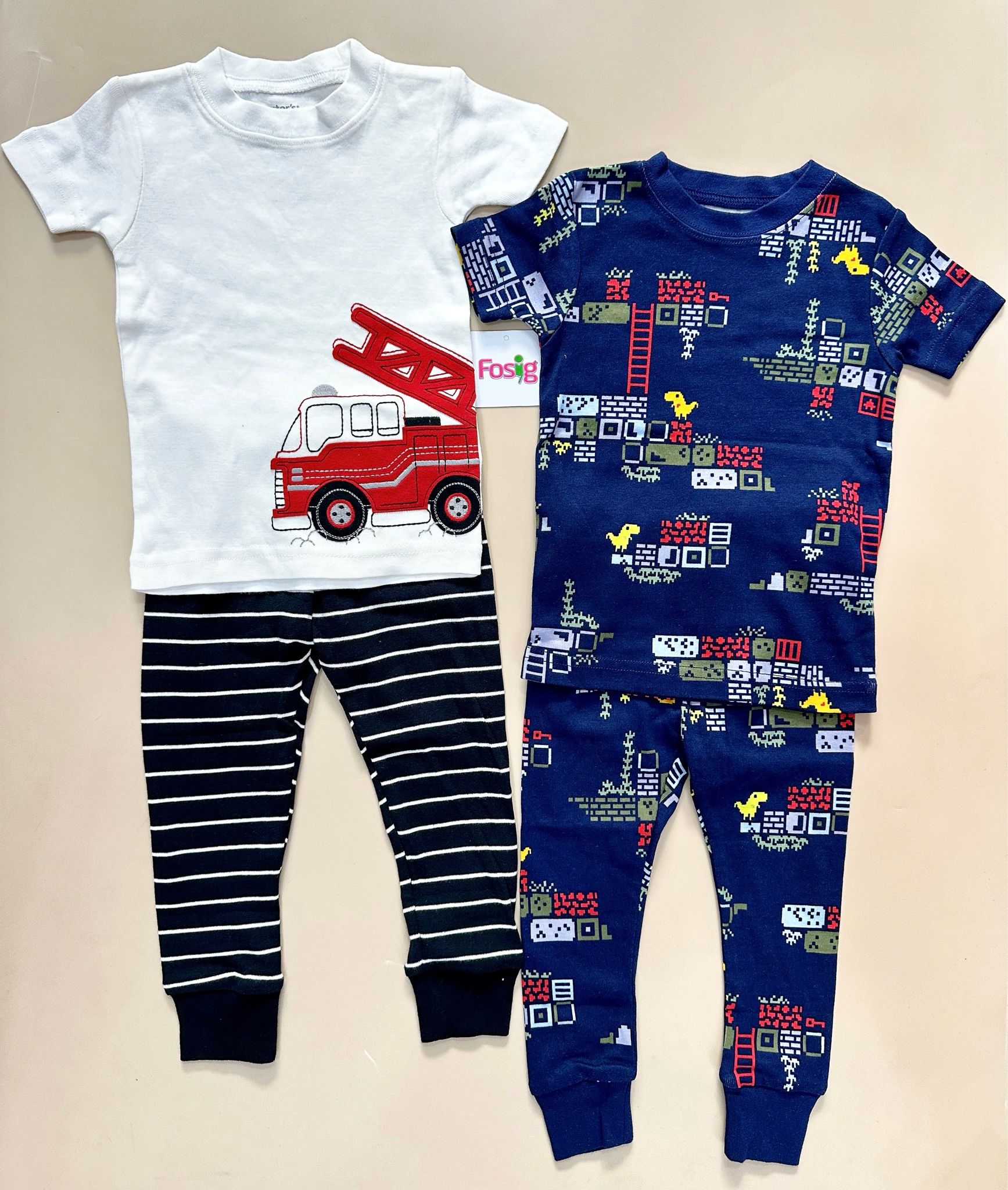 6-17kg; 28-30kg Set 2 đồ bộ tay ngắn quần dài cho bé trai-S2b02T