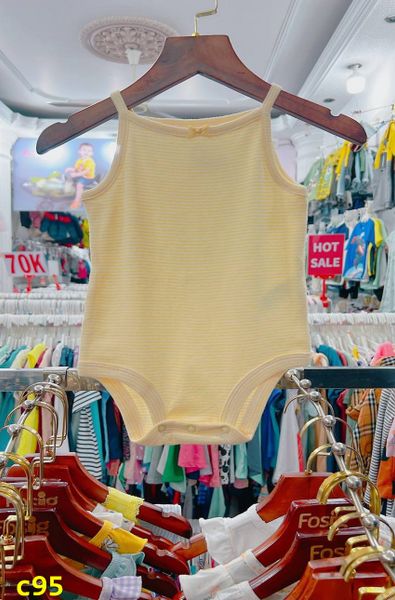  [0-3m] Bodysuit 2 Dây Bé Gái Cter50 - Sọc Vàng 2D 