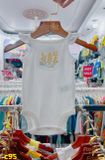  [6-9M] Bodysuit Cánh Tiên Bé Gái Cter50 - Trắng Hoa Vàng 