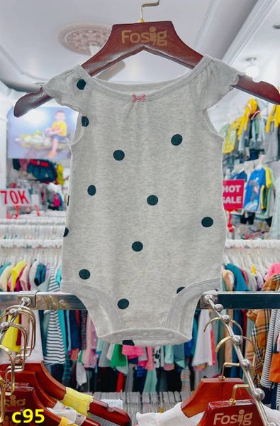  [0-6M ; 24M] Bodysuit Cánh Tiên Bé Gái Cter50 - Xám Chấm Đen 