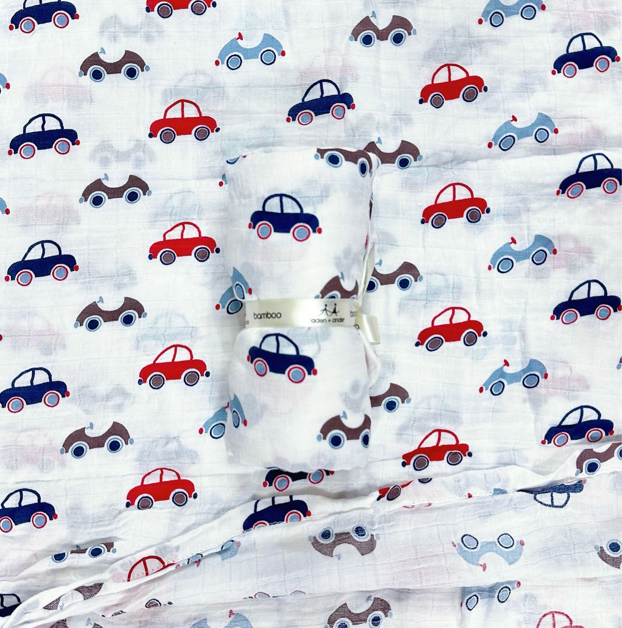 Khăn sợi tre muslin mềm mịn cho bé- Trắng xe hơi K2