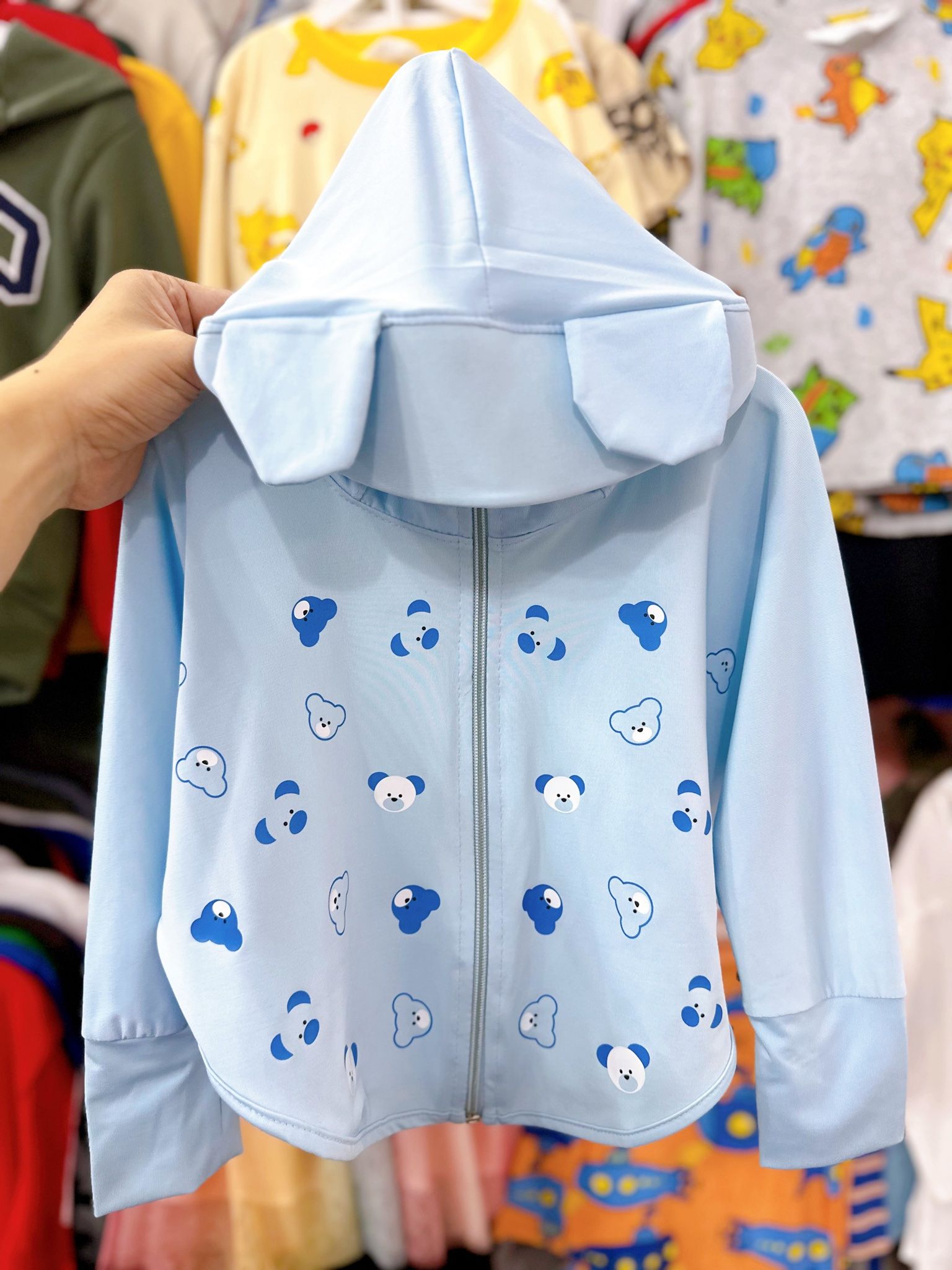 9-13kg; 19-21kg Áo khoác vài Uni.qlo thoải mái cho bé, che nắng gió sương- Xanh gấu ACN1