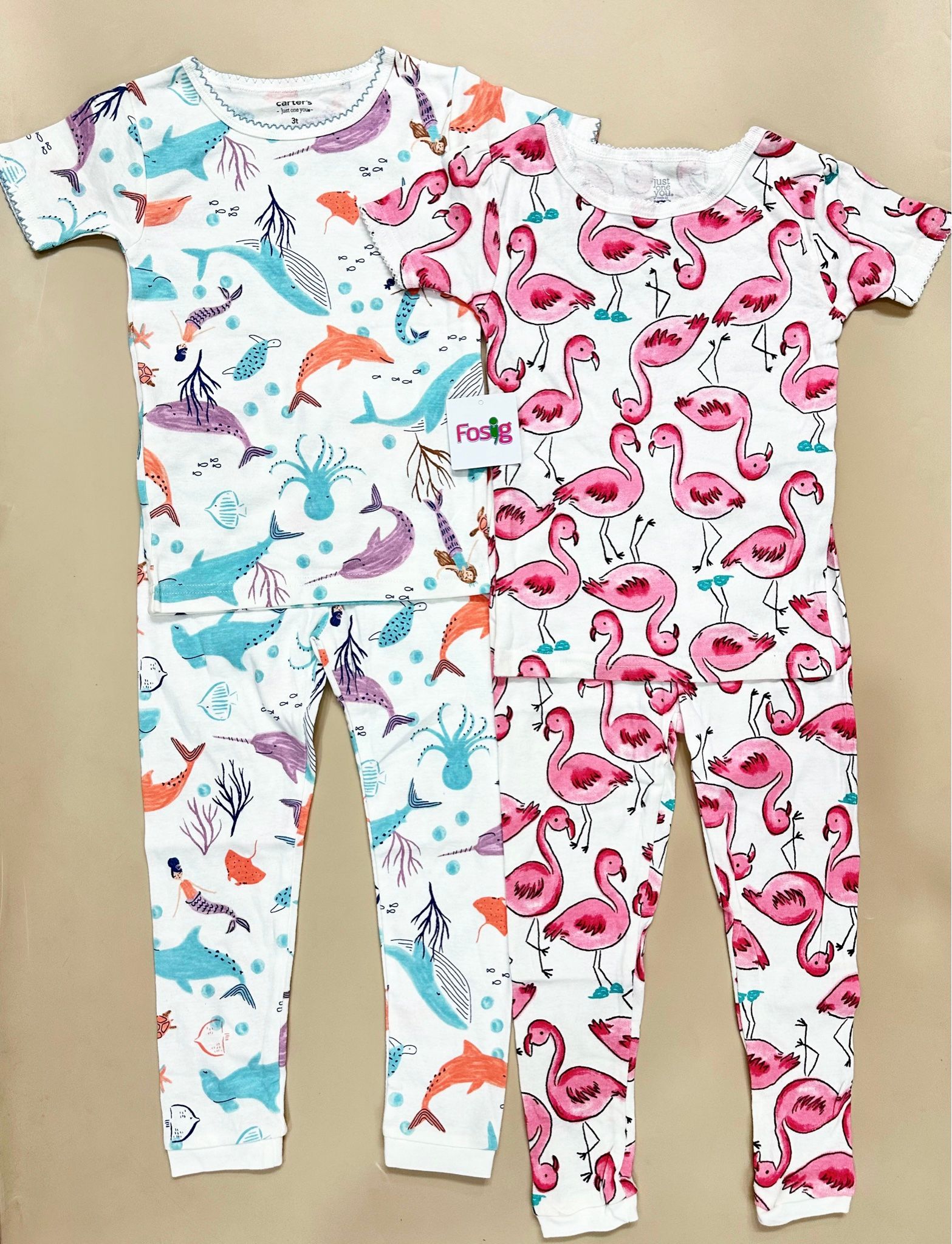 6-9kg; 14-15kg; 18-19kg Set 2 đồ bộ tay ngắn quần dài cho bé gái-S2b02G