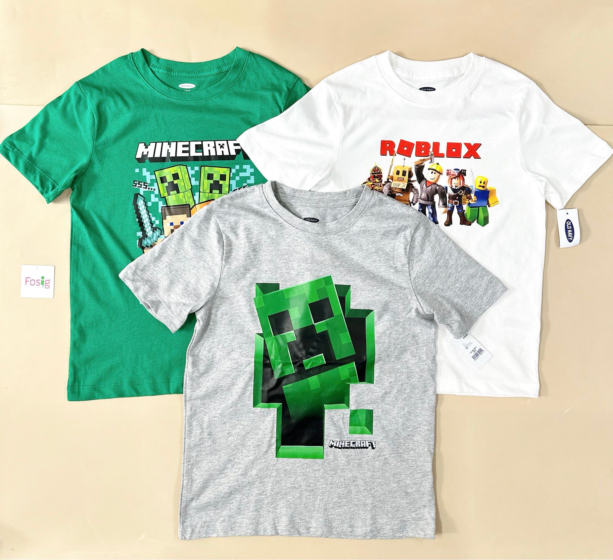 25-30kg; 35-45kg XS-2XL Set 3 áo ROBLOX, áo minecraft tay ngắn xịn. Tự tin, Cực ngầu- S3A17