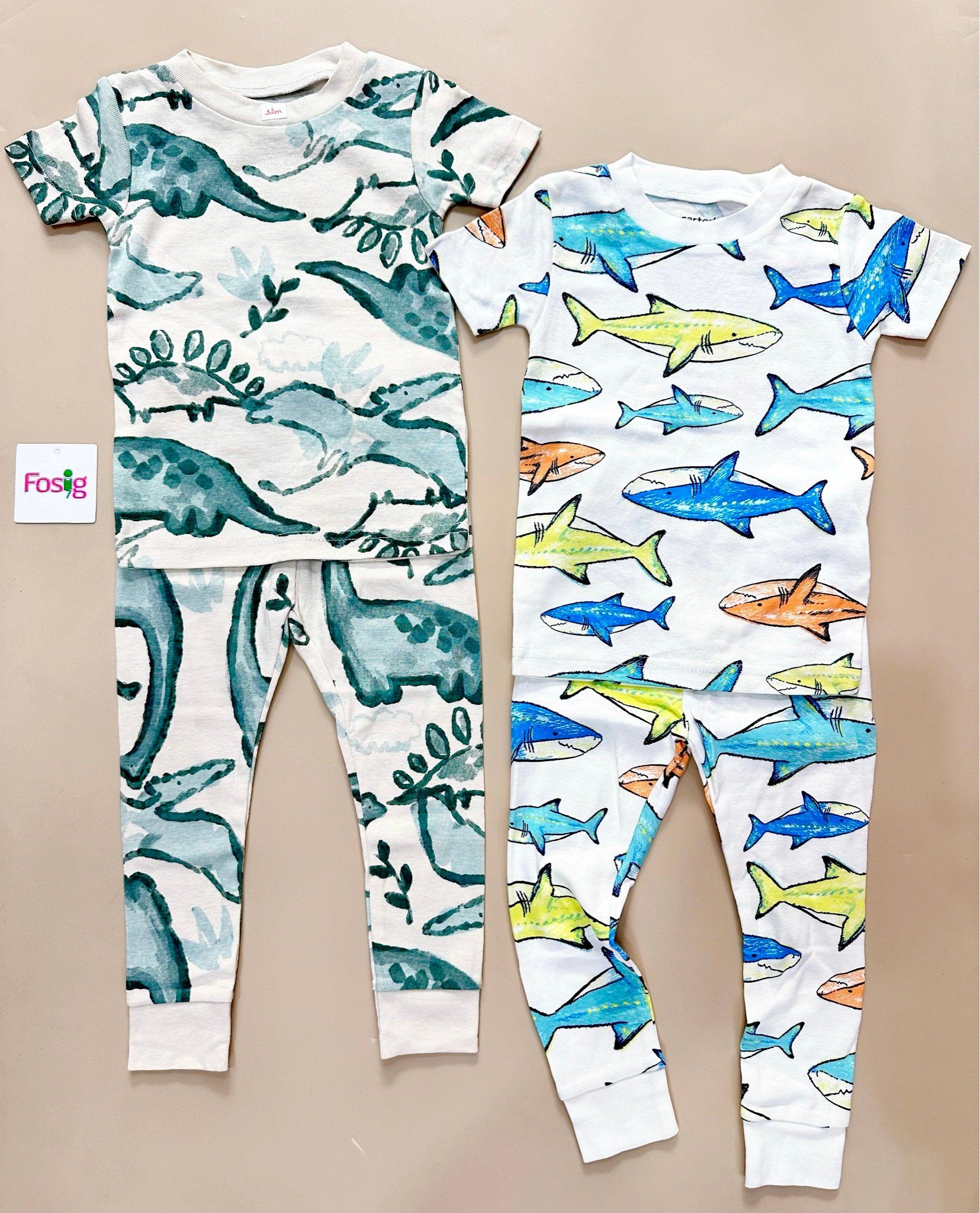 6-17kg; 28-30kg Set 2 đồ bộ tay ngắn quần dài cho bé trai-S2b02T
