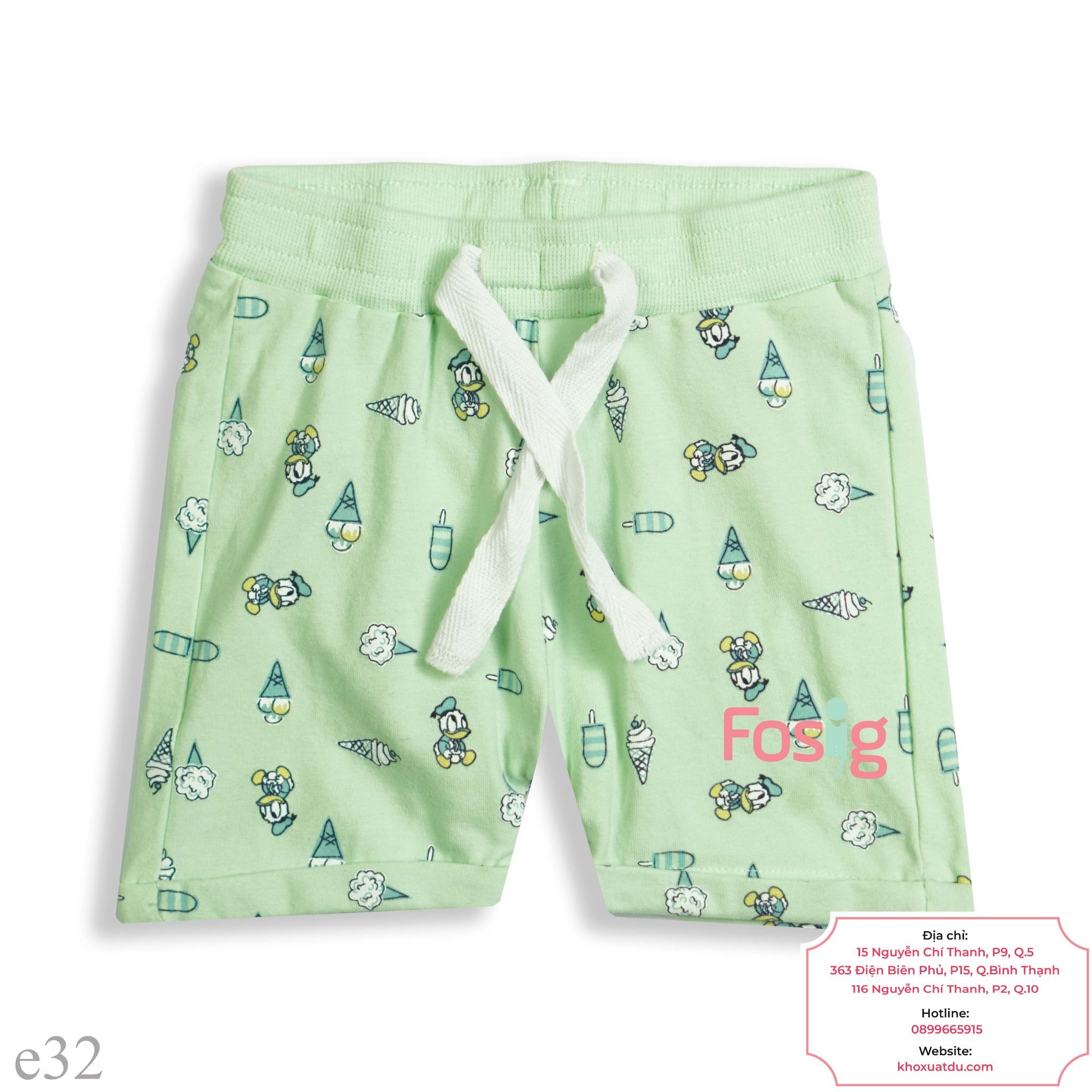  [1m-6m] Quần Short Cotton Bé Trai QSBT  - Xanh Ngọc Kem 